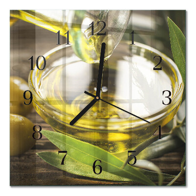 Pendule carrée en verre Huile d'olive
