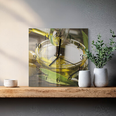 Pendule carrée en verre Huile d'olive