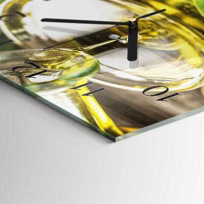 Pendule carrée en verre Huile d'olive