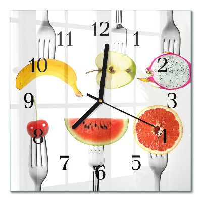Pendule carrée en verre Fruit