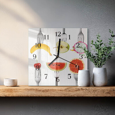 Pendule carrée en verre Fruit
