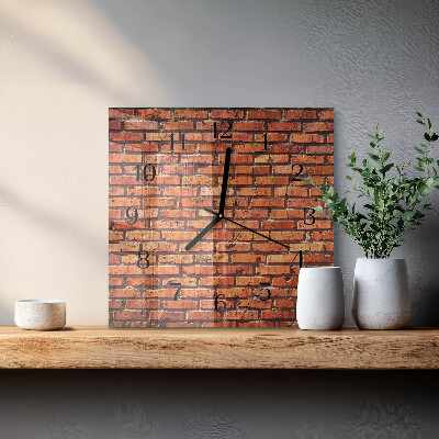 Pendule carrée en verre Mur de briques
