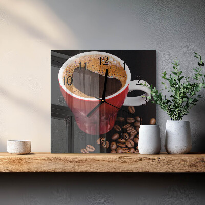 Horloge murale carrée Une tasse de café