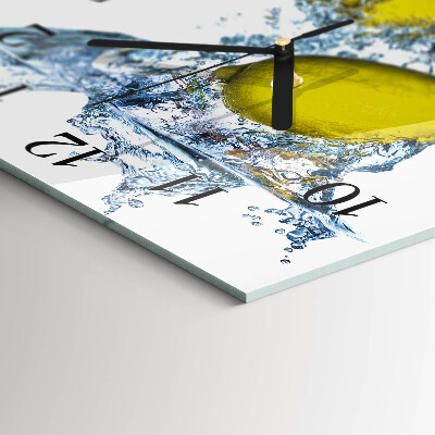 Pendule carrée en verre Citrons dans l'eau