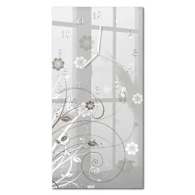 Horloge murale en verre rectangulaire Fleurs