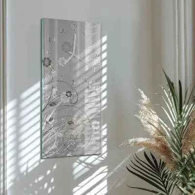 Horloge murale en verre rectangulaire Fleurs