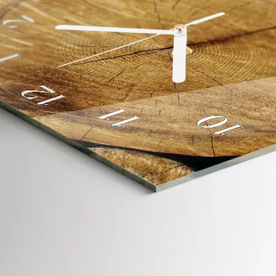 Horloge murale en verre rectangulaire Bois