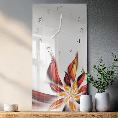 Horloge murale en verre rectangulaire Fleur