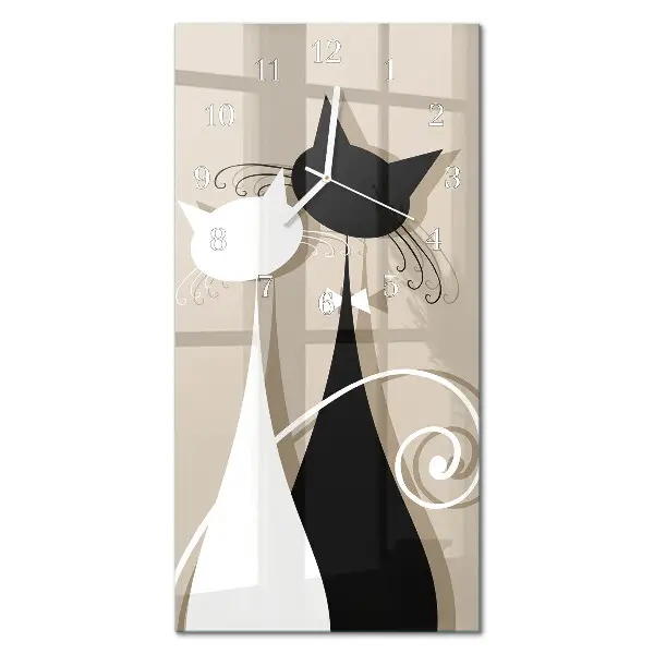 Horloge murale en verre rectangulaire Chats