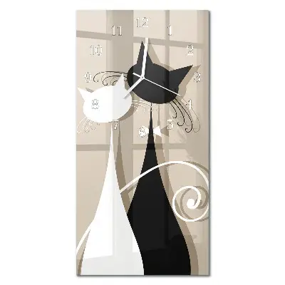 Horloge murale en verre rectangulaire Chats