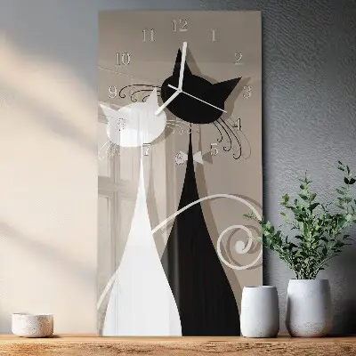 Horloge murale en verre rectangulaire Chats