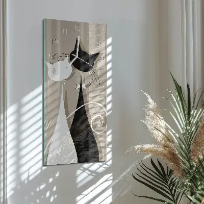 Horloge murale en verre rectangulaire Chats