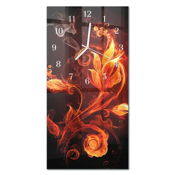 Horloge murale en verre rectangulaire Fleurs abstraites