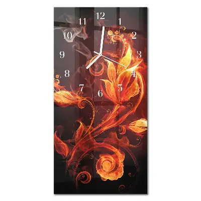 Horloge murale en verre rectangulaire Fleurs abstraites