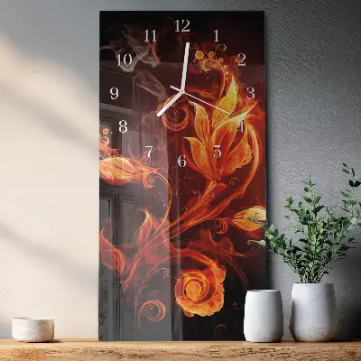 Horloge murale en verre rectangulaire Fleurs abstraites