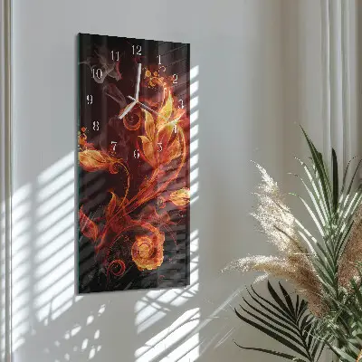 Horloge murale en verre rectangulaire Fleurs abstraites