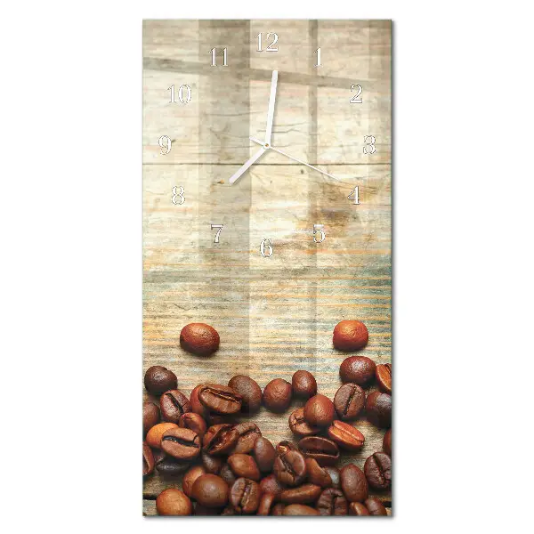 Horloge murale en verre rectangulaire Bois avec des grains de café
