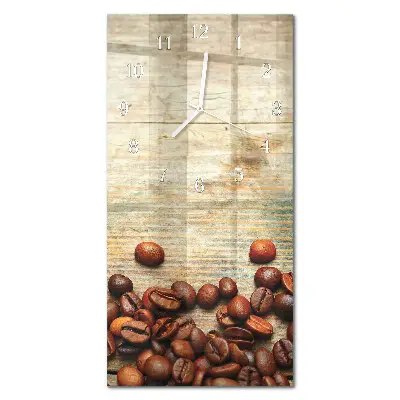 Horloge murale en verre rectangulaire Bois avec des grains de café
