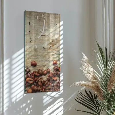 Horloge murale en verre rectangulaire Bois avec des grains de café