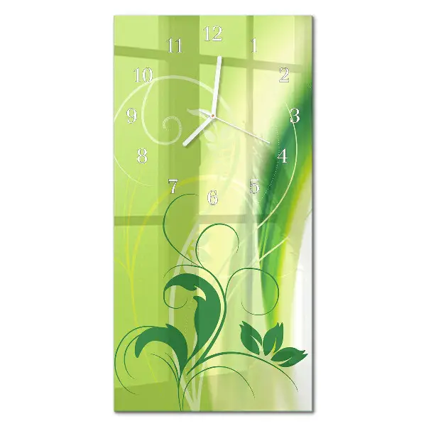 Horloge murale en verre rectangulaire Motif floral