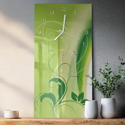 Horloge murale en verre rectangulaire Motif floral