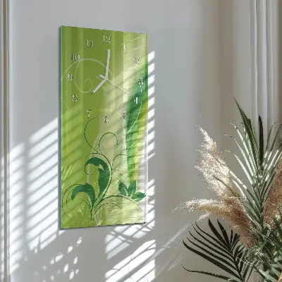 Horloge murale en verre rectangulaire Motif floral