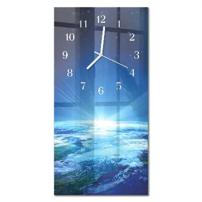 Horloge murale en verre rectangulaire L'univers de la terre