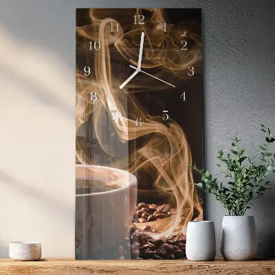 Horloge murale en verre rectangulaire Une tasse de café
