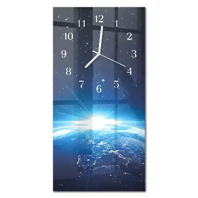 Horloge murale en verre rectangulaire L'univers de la terre