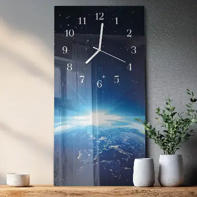 Horloge murale en verre rectangulaire L'univers de la terre