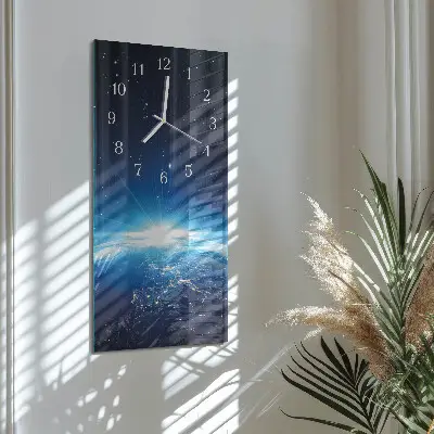 Horloge murale en verre rectangulaire L'univers de la terre