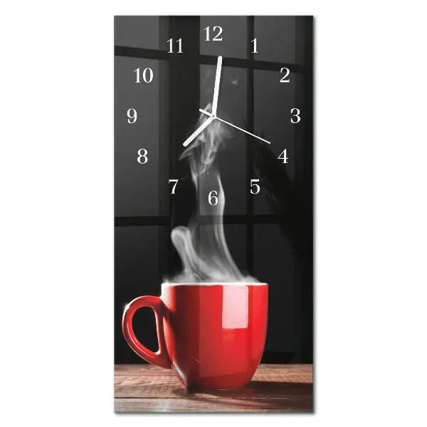 Horloge murale en verre rectangulaire Une tasse de café