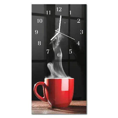 Horloge murale en verre rectangulaire Une tasse de café