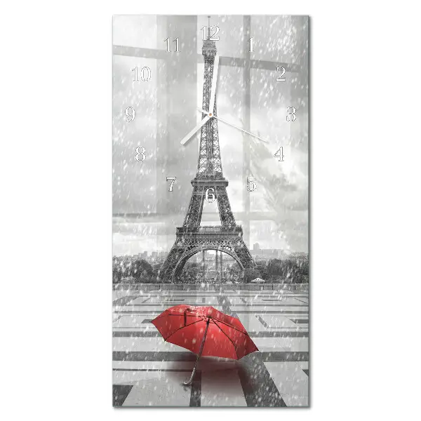 Horloge murale en verre rectangulaire Tour eiffel
