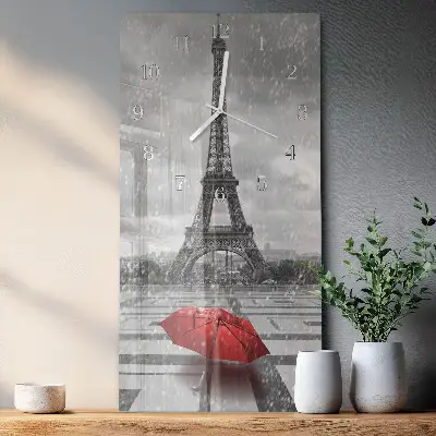 Horloge murale en verre rectangulaire Tour eiffel