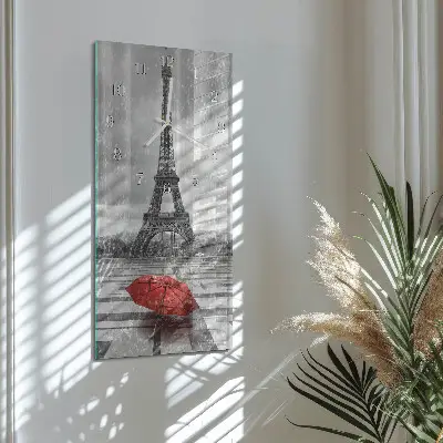 Horloge murale en verre rectangulaire Tour eiffel