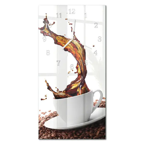 Horloge murale en verre rectangulaire Une tasse de café