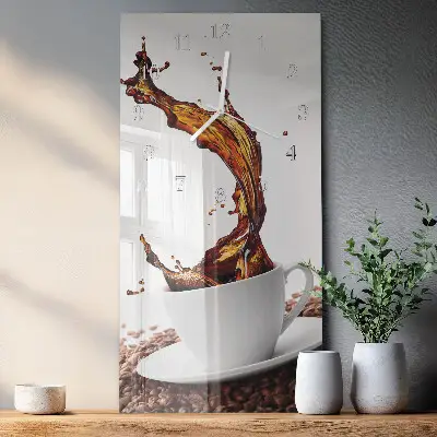 Horloge murale en verre rectangulaire Une tasse de café