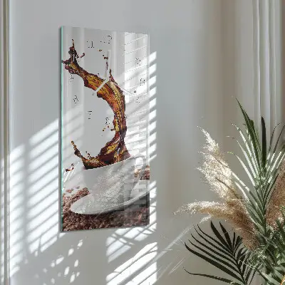 Horloge murale en verre rectangulaire Une tasse de café