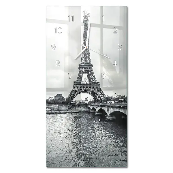 Horloge murale en verre rectangulaire Vue de la tour eiffel