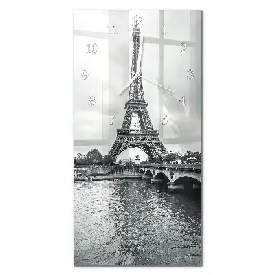 Horloge murale en verre rectangulaire Vue de la tour eiffel