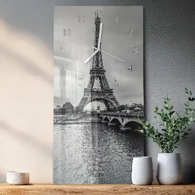 Horloge murale en verre rectangulaire Vue de la tour eiffel