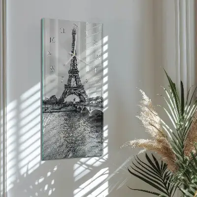Horloge murale en verre rectangulaire Vue de la tour eiffel