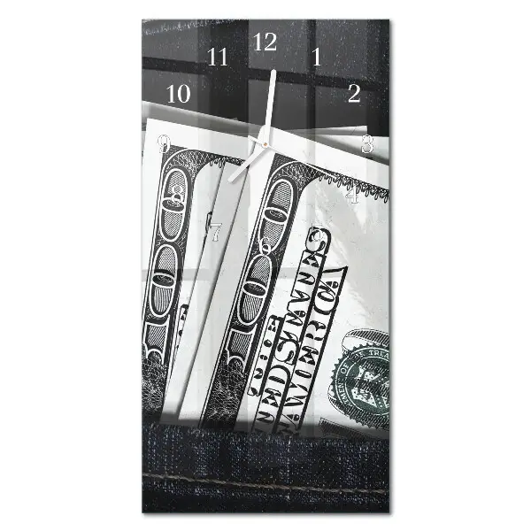 Horloge murale en verre rectangulaire Billets de banque