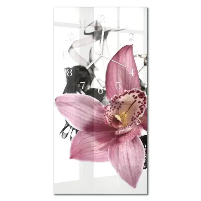 Horloge murale en verre rectangulaire Orchidée