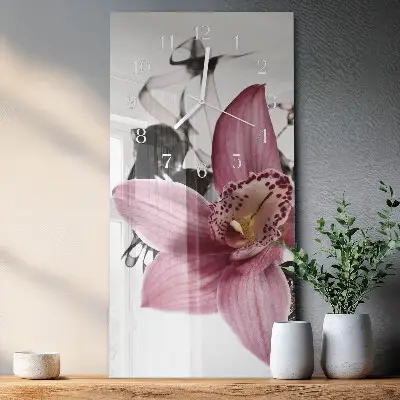 Horloge murale en verre rectangulaire Orchidée