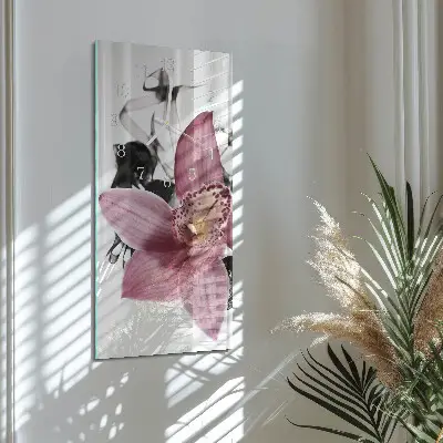 Horloge murale en verre rectangulaire Orchidée