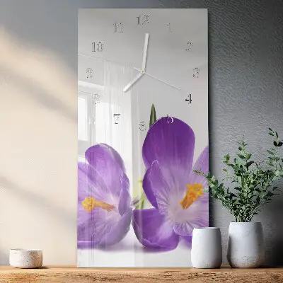 Horloge murale en verre rectangulaire Fleur
