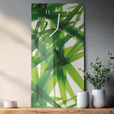 Horloge murale en verre rectangulaire Feuilles de plantes