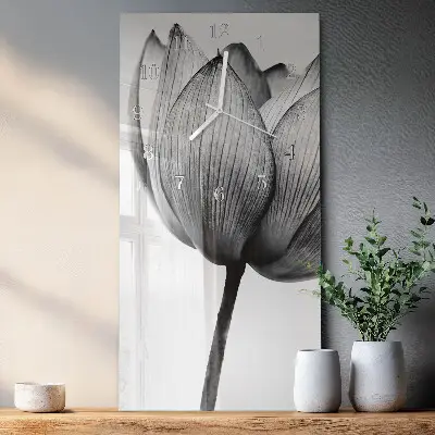 Horloge murale en verre rectangulaire Tulipe